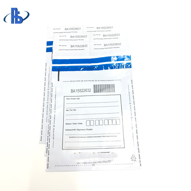 Tamper Evident Security Deposit Bags / Cash Bags With 3 Side Border Seal