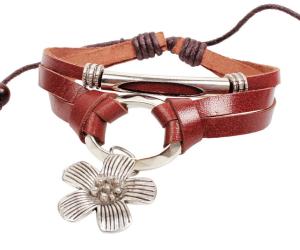 Wholesale Brown multi strands lucky flower leather bracelets for women from china suppliers