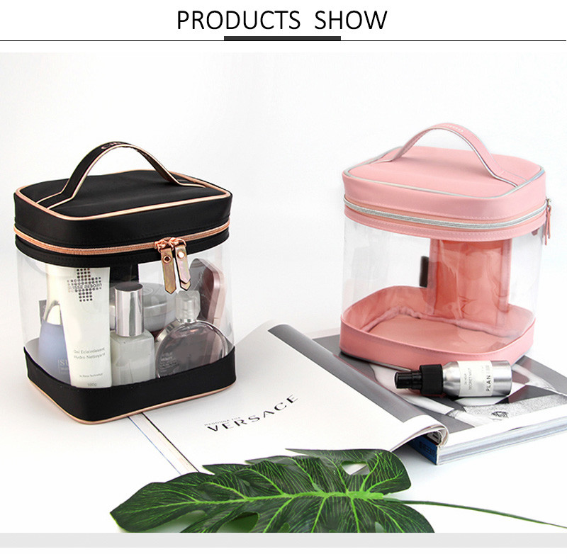 Large Double Zipper Mirror Travel PVC Makeup Bag