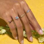 Fashion Gold Plated 925 Sterling Silver Daisy CZ Ring Women's Elegance Accessory