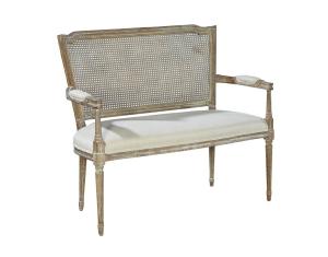 Wholesale Event linen upholstery rattan back wedding sofa handcrafted wood frame with carved sofa furniture from china suppliers