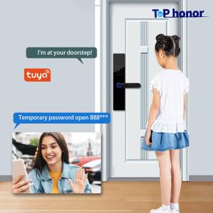 China Tempered Glass Front Door Smart Locks Fingerprint Card Acess Anti Peep Password on sale