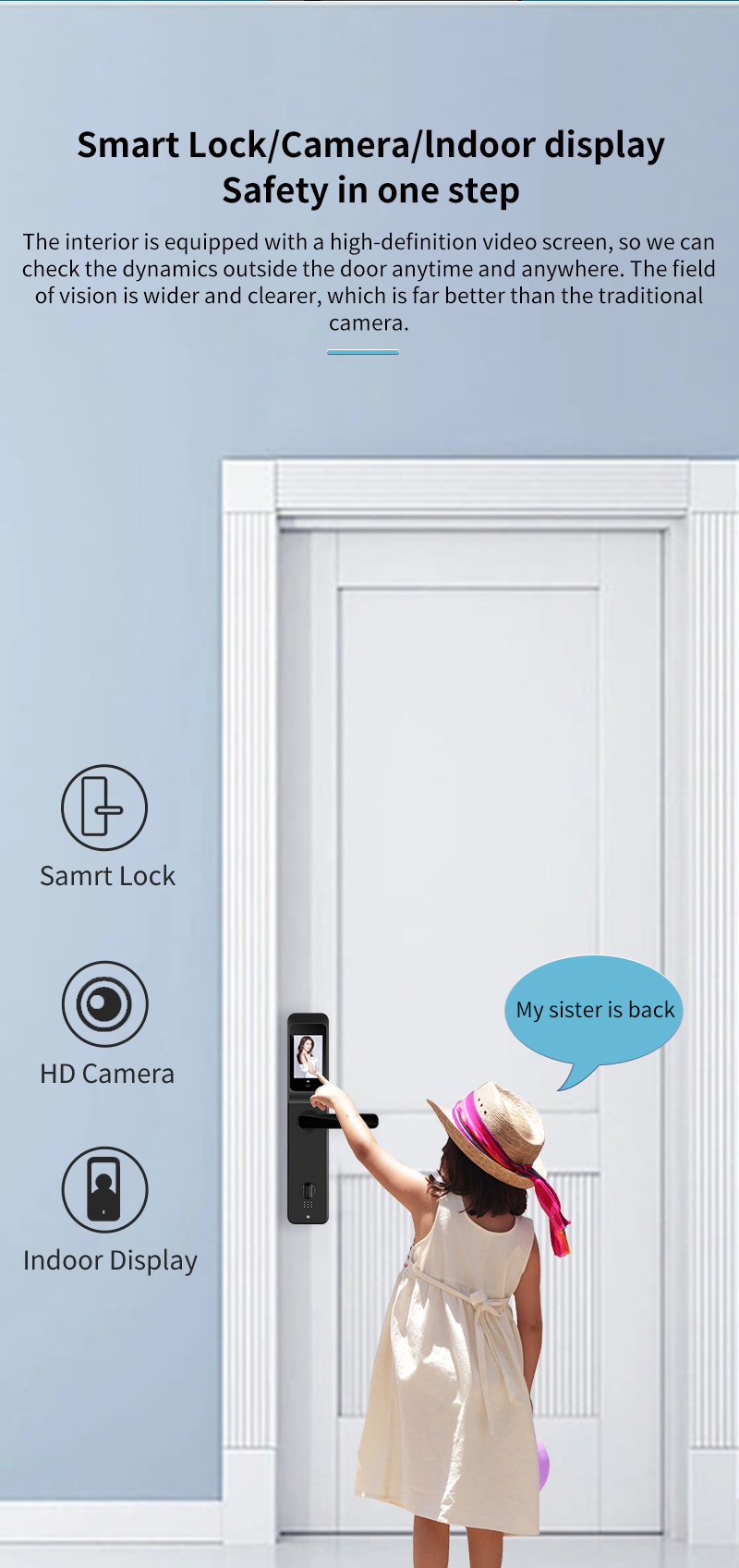 Anti Theft Camera Door Lock CE RoHS App Controlled Door Lock