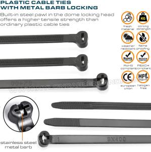 Wholesale Stainless Steel Barb Cable Tie 400mm x 8, Ø9-108mm Adjustable Metal Tooth Cable Tie 550N (112LBS) for Shipbuilding from china suppliers