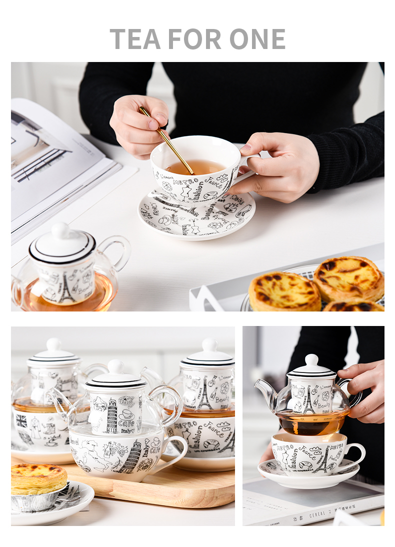 Sustainable Drinkware Type Glass Teapot Ceramic Tea Set Ideal Valentine'S Day Gift