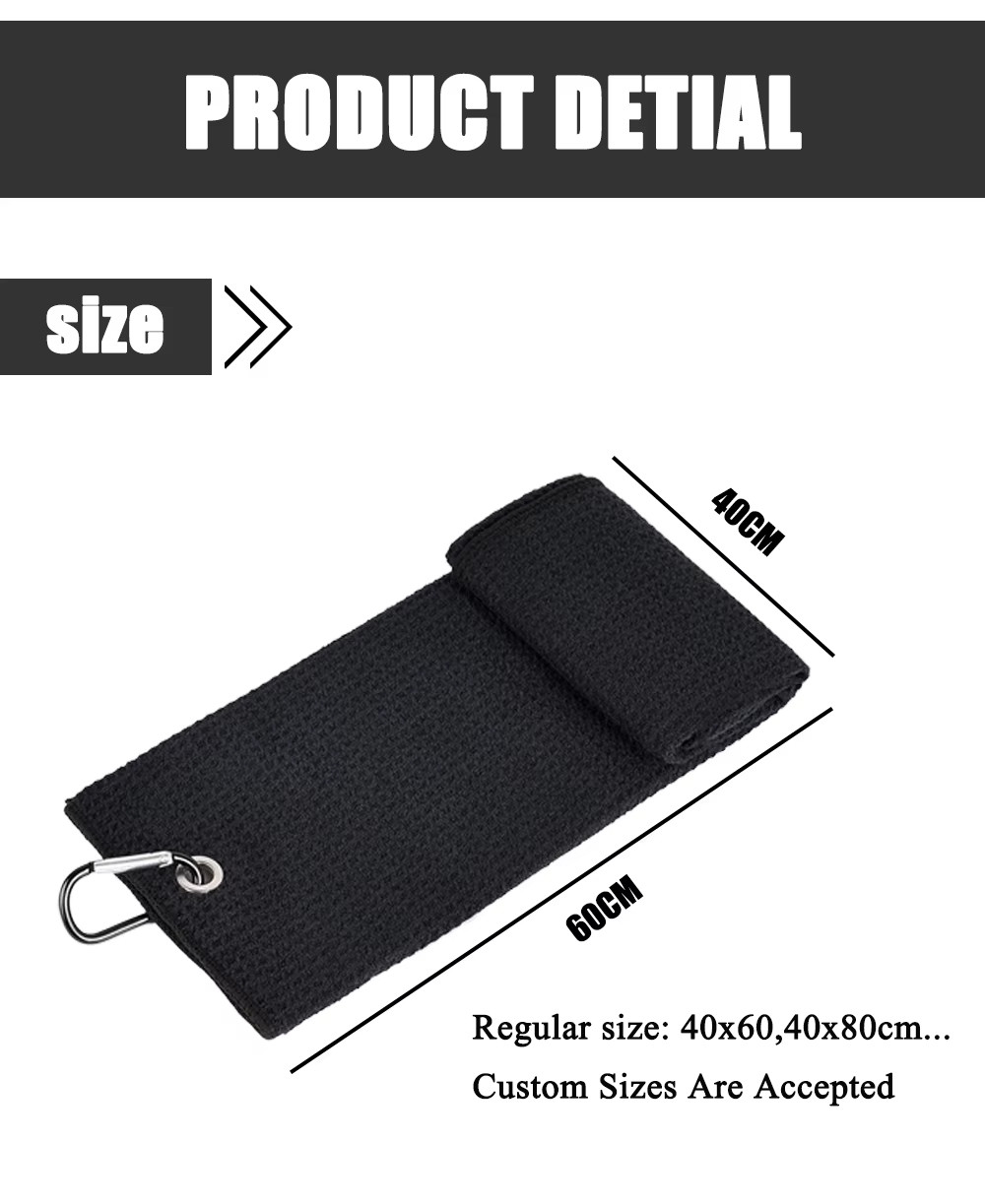 Printed Microfiber Waffle Pattern Tour Golf Club Cleaning Towel Custom logo Sublimation Waffle Golf Towel