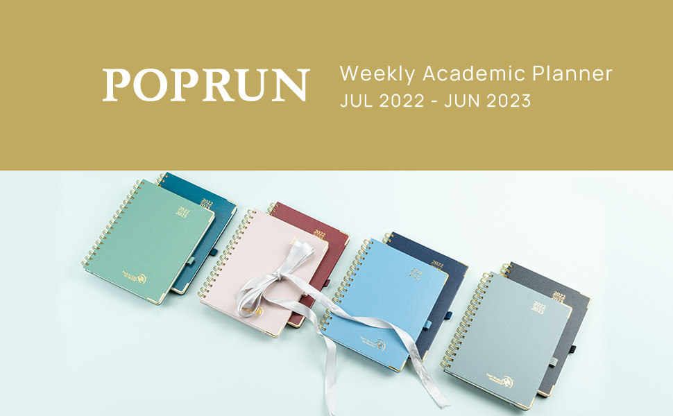 Hardback Weekly Planner Jul. 2023 - Jun. 2023 Light Blue Monthly Perspective On 2 Pages