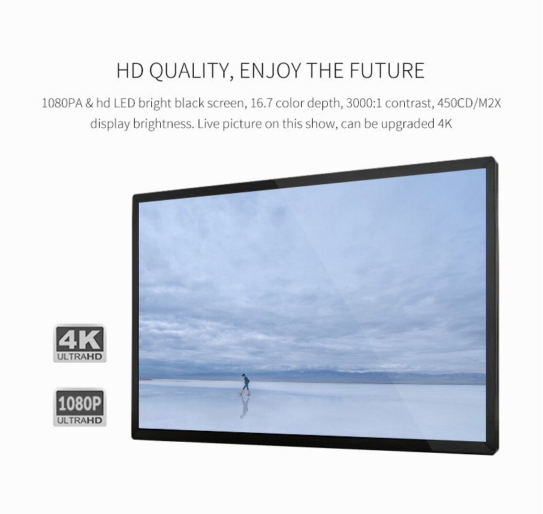 32Inch 75Inch Capacitive Wall Mounted Touch Screen 450nit