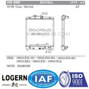 Wholesale 19010-P30-505 19010-P30-G01 19010-P30-G02 HONDA Car Radiator Civic / Del Sol 92-98 from china suppliers