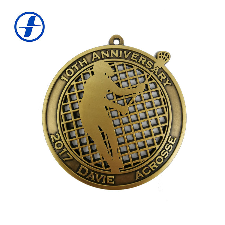 3D Double Sided Custom Metal Medals , Copper Plated Antique Gold Medal
