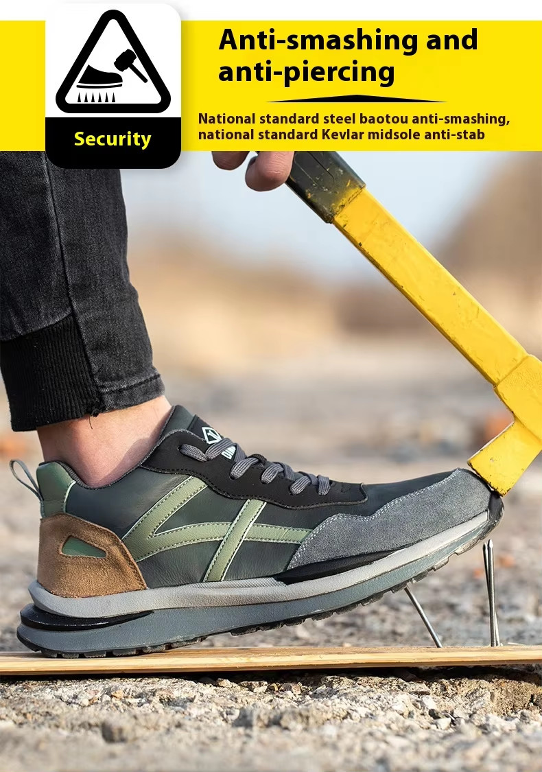 Rubber Sole Suede Microfiber Construction Safety Shoes With Standard Steel Toe And Kevlar Midsole