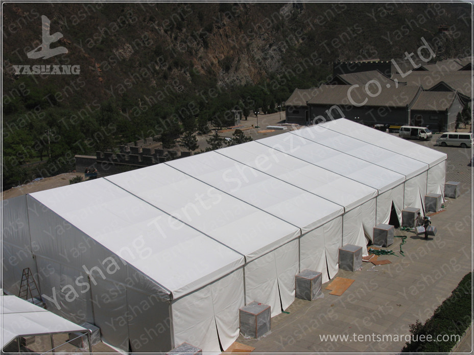 850gsm PVC Fabric Outdoor Event Tent 20M Wide With Red Roof Lining Decoration