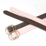 Women'S Fashion Leather Skinny Belts Hollow Ring Oval Shape Buckle