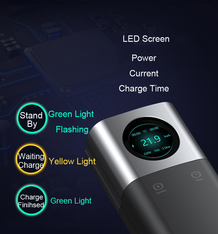 Portable IP 66 8A 10A 16A 32A 40A EV Charger with Adjustable Design and Free Installation