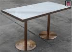 Stainless Steel Rose Golden Restaurant Dining Table Luxury Marble Top with