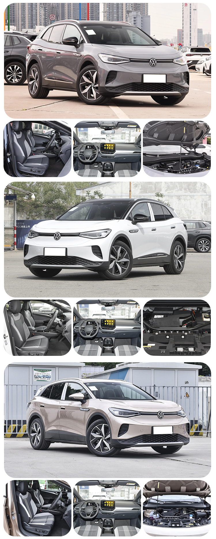 Electric Vehicle Gol Id4 2024 Golden Faw Volks-wagen ID4 X Ppro Crozz Prime UAE with Leather Seat Cover and 4 Wheel Drive