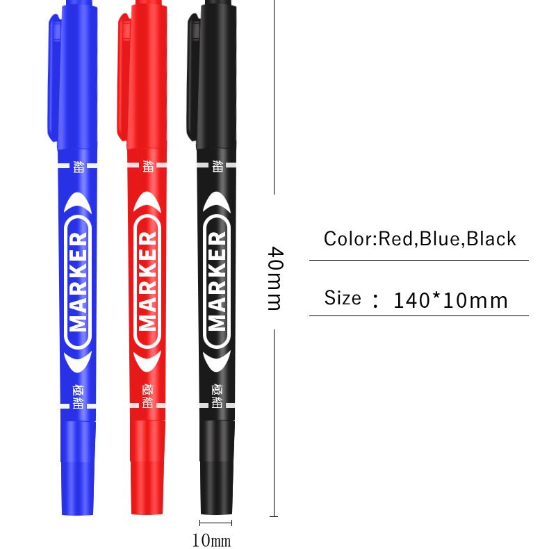 Paper Box Packaging Double-Ended Marker Pen with 240M Writing Length and Permanent Ink