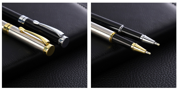 Custom Logo Printing Black White Slim Metal Ball Point Pen for Customized Color Gift