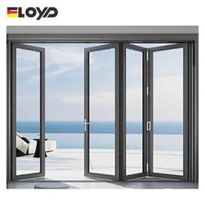 Wholesale Hurricane Proof Sound Insulation Double Glazed Bi - Folding Door Aluminum Patio Folding Glass Door from china suppliers