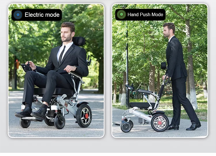 Lithium Battery Lightweight Electric Wheelchairs Folding Fully Automatic Breathable