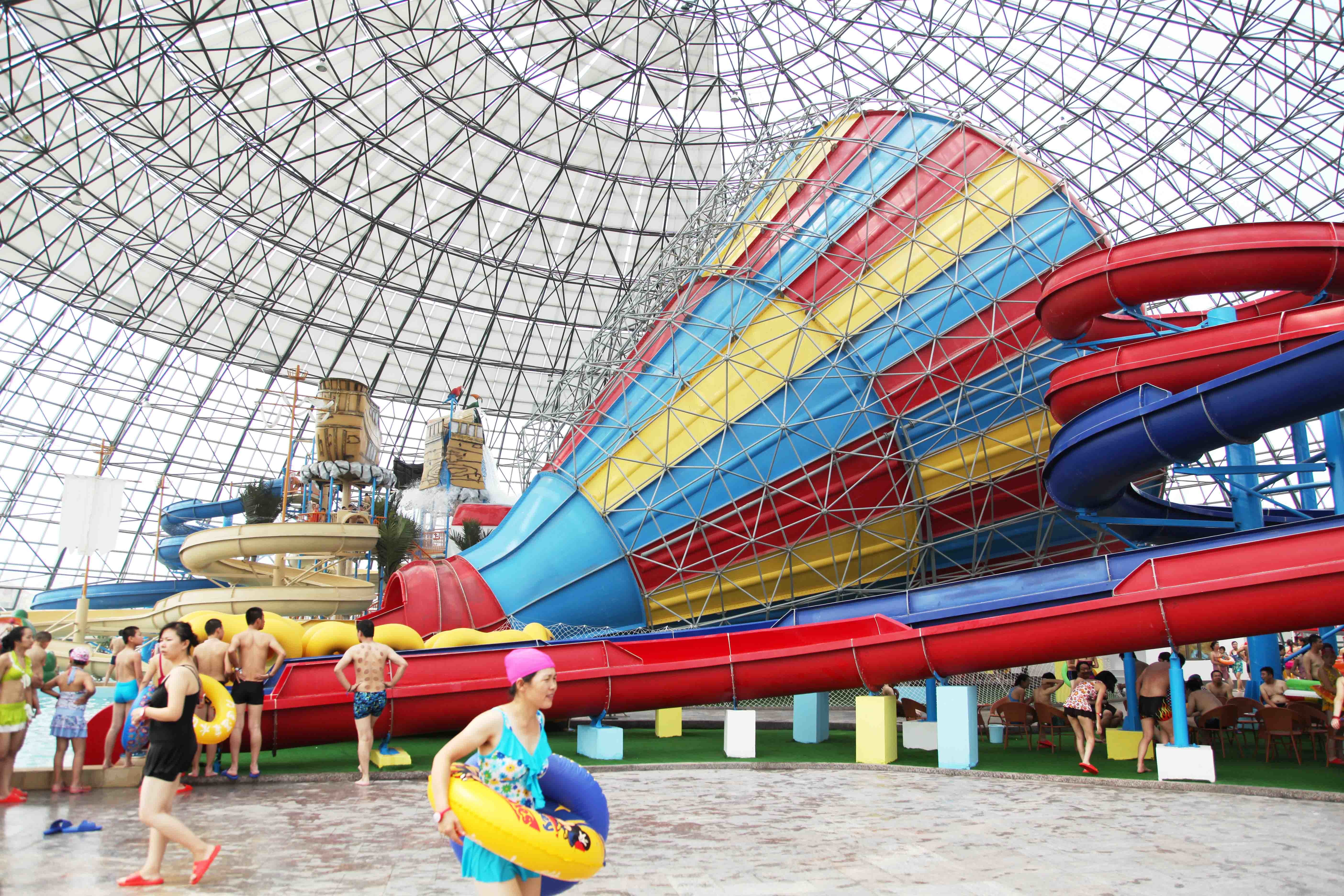 Large Fiberglass Water Slides 304 Stainless Steel Screw Funny Water Slide