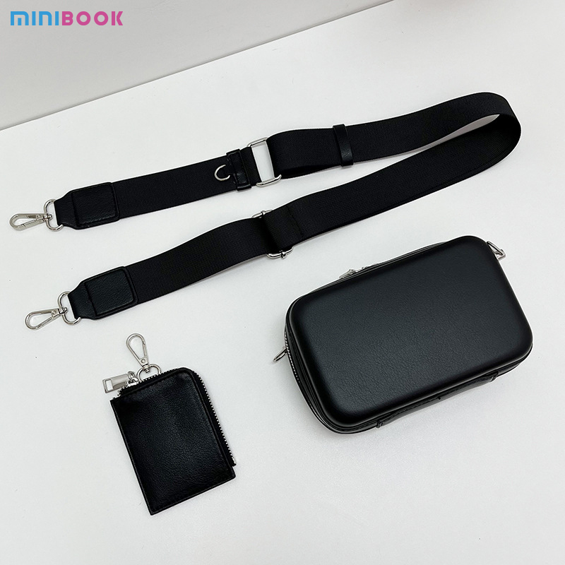 Custom Logo Men's Leather Sling Bag PU Leather Square Box Shape Purses Stylish Design