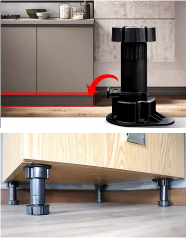 Black Finish Kitchen Cupboard Cabinet PP ABS Adjustable Height Plinth Plastic Foot Legs