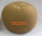 hand made orange, white, black, color crochet knit pouf crochet knit Ottoman