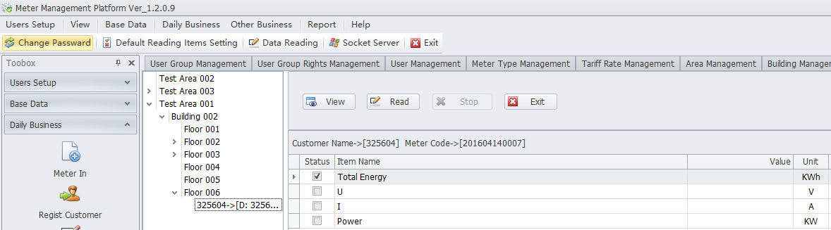 Remote automatic meter reading system (AMR)