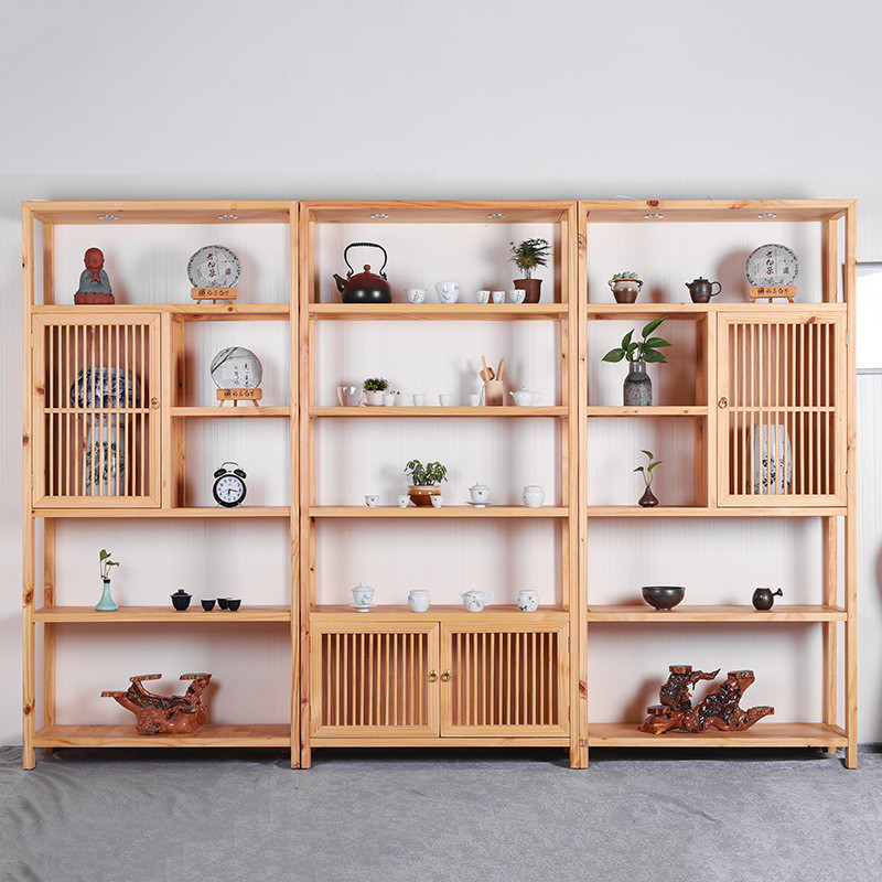 Pinewood Multi Storey Shop Display Showcase Home Storage Cabinet With Door