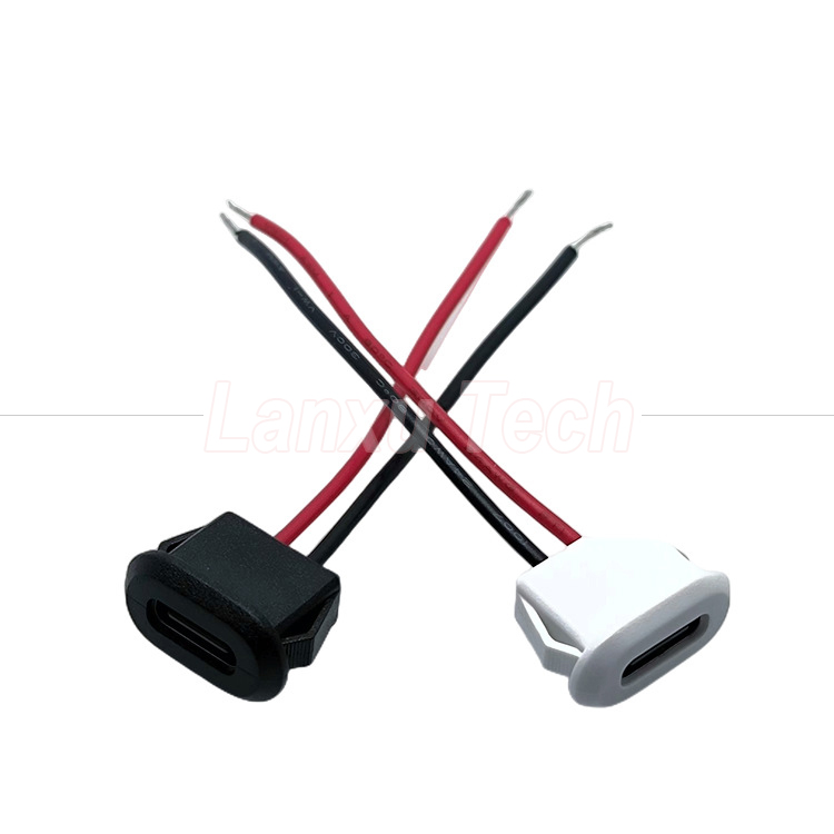 Waterproof USB Type C 2 Pin Female Socket Wire Cable for Lamp Vehicles