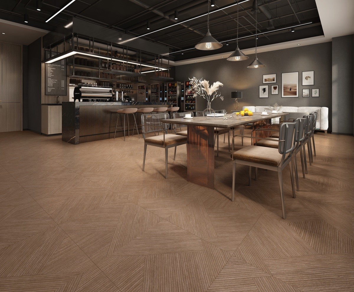 Antibacterial 24"X48" Brown And Beige Wooden Porcelain Tiles For Bedroom