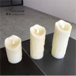 Good quality event decoration real wax dripping dancing flame LED pillar candle