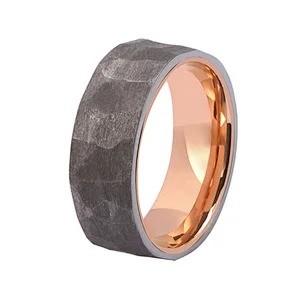 Wholesale Rose Gold Inlay Hammered Tantalum Ring Classic Couple Mens Tantalum Wedding Ring from china suppliers