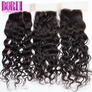 Wholesale Brazilian Human Hair Lace Closure Free Part Water Wave With Baby Hair HD Lace from china suppliers