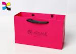 Pink Printed Paper Bags For Chain Store , Silver Foil Logo White Art Paper Bag