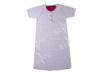 Ladies Cotton Jersey Red/Floral Printed Raglan Sleeve Round Neck Nightdress
