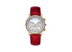 Leather Strap Stainless Steel Ladies Watch Quartz Movt IP Plating Case Color