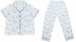 Cute Blue Floral Printed Womens Pyjama Sets / Ladies Nightwear Shorts Set For
