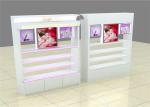 Pink Fashion Cosmetic Store Furniture / Makeup Display Showcase With Led Light
