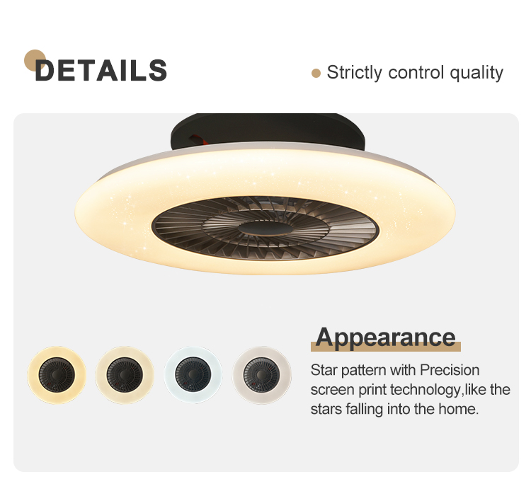 Modern Design Style 1stshine 7 Blades Wind Deflector LED Dimmable Ceiling Fan with 2-