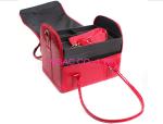 Red Beauty Travel Cosmetic Bags , Crocodile Leather Cosmetic Train Case