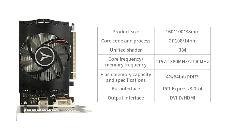 YESTON GT1030 4GD4 Extreme Speed Edition/1152~1380MHz/4GB/GDDR4 Graphics Card