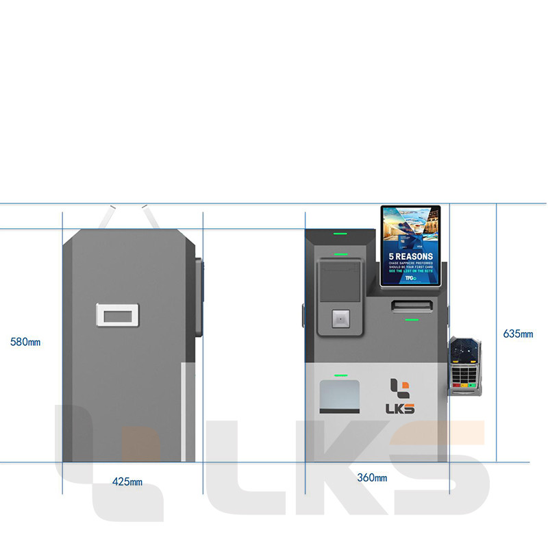 10.1 inch Dual Screen Self Check Out Kiosk Cash Coin Handling Machine