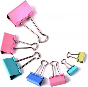 China Colorful Fold Black Binder Clips 50mm Large Middle Small Size 12 Pcs In A Box on sale