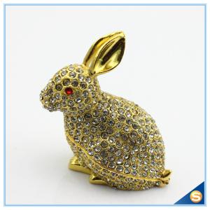 Wholesale Handcraft Metal Rabbit Shape Trinket Box Full Of Rhinestone Lucky jewelry Box SCJ688-1 from china suppliers