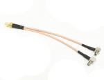 2X TS9 Female to Y Type Right Angle SMA Coaxial Cable Assembly Pigtail 15CM