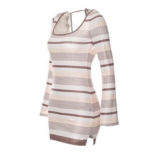 OEM maufactory Cross Border Women'S Polyester Striped Stamps Sexy Back Repair