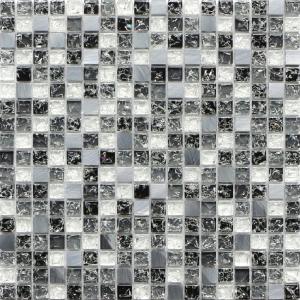 Wholesale Black white crack crystal glass mix metal mosaic tile silent style from china suppliers