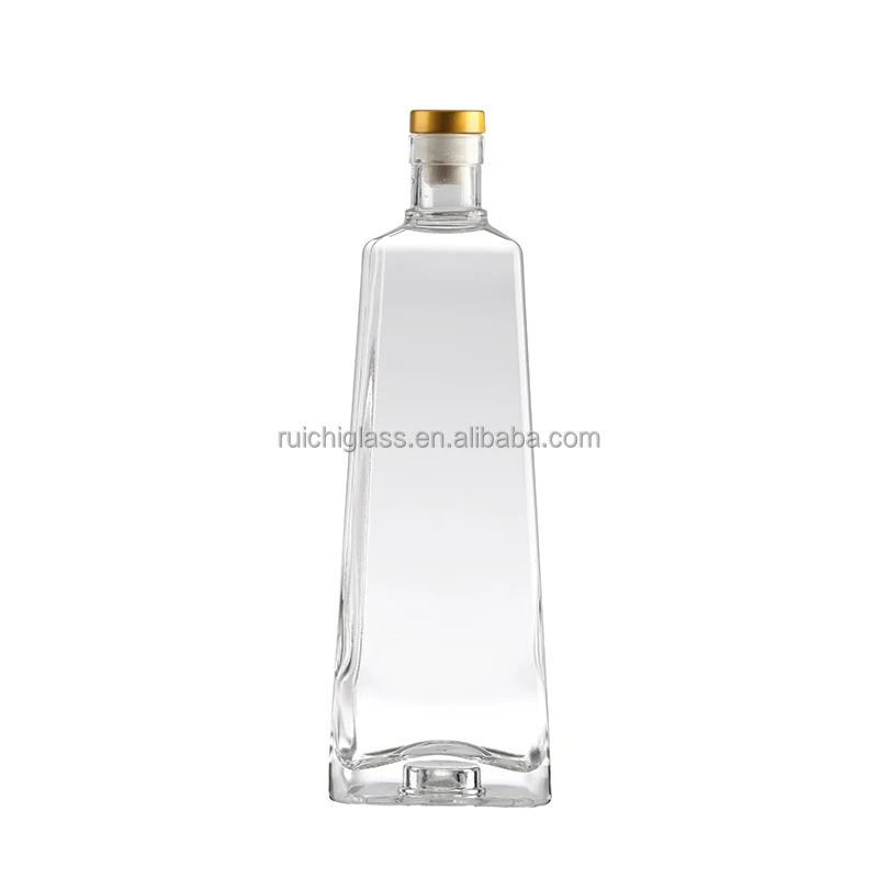 Hot Stamping Surface Handling 375/500/750/1000ml Luxury Square Whisky Gin Glass Bottles